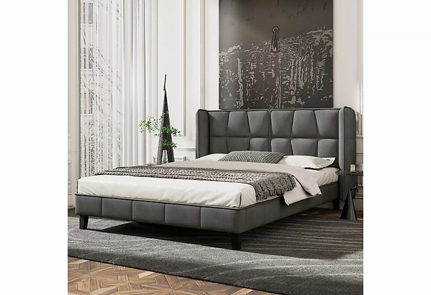 SOFTWEARY Polsterbett mit Lattenrost (140x200 cm), Doppelbett, Kopfteil mit günstig online kaufen