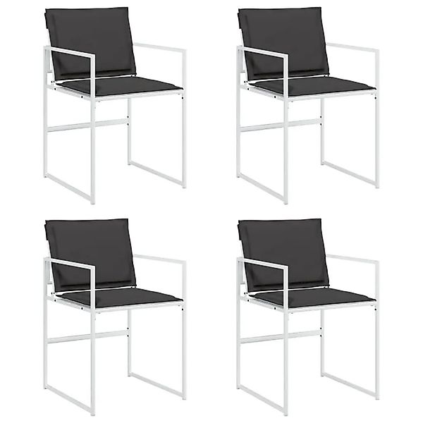 vidaXL Gartenstühle mit Kissen 4 Stk Weiß Stahl und Textilene 4008590 günstig online kaufen