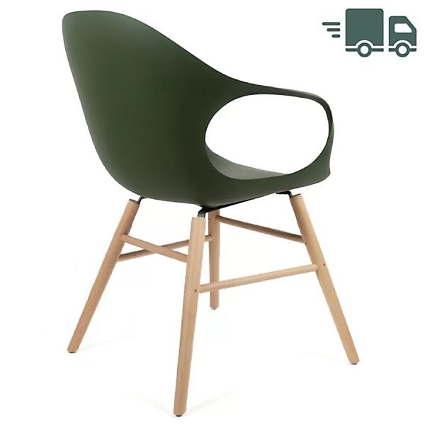 Kristalia ELEPHANT Stuhl mit Holzgestell Buche - Sitzschale olivgrün günstig online kaufen