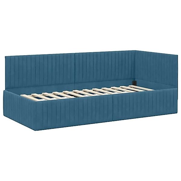 vidaXL Eckbettgestell mit Kopfteil Blau 90 x 200 cm Stoff 42016265 günstig online kaufen
