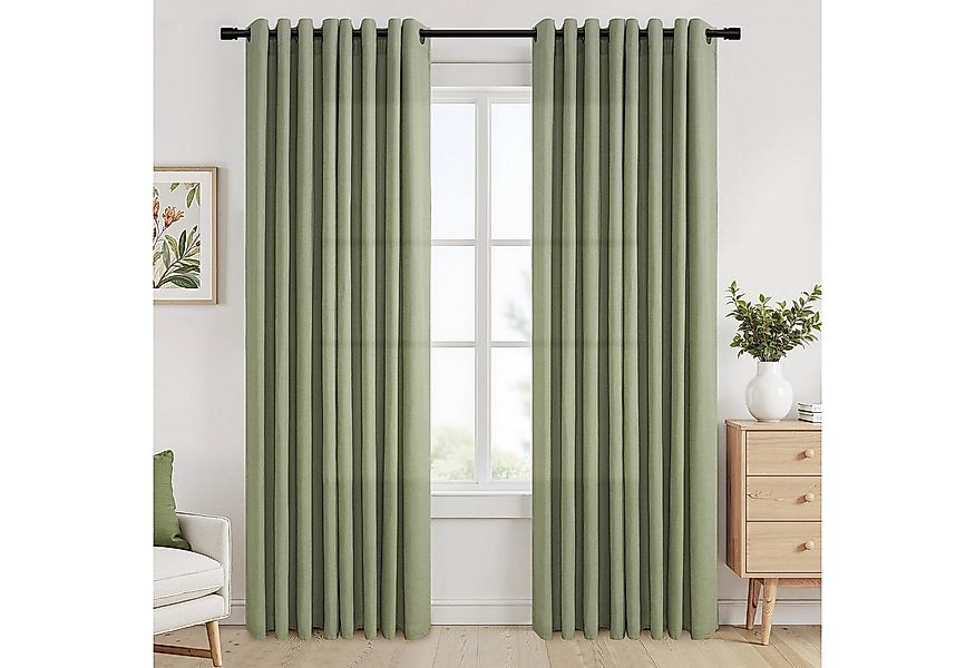 Topfinel Gardine Leinenoptik Gardinen mit Ösen Vorhänge für Wohnzimmer (2 S günstig online kaufen