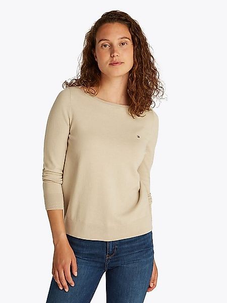 Tommy Hilfiger Strickpullover CO JERSEY STITCH BOAT-NK SWEATER mit Tommy Hi günstig online kaufen