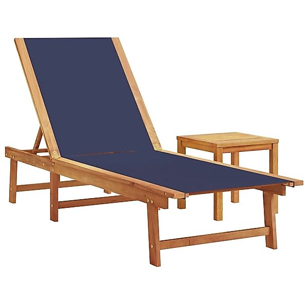 vidaXL Sonnenliege mit Tisch Blau Massivholz Akazie und Textilene 4008418 günstig online kaufen