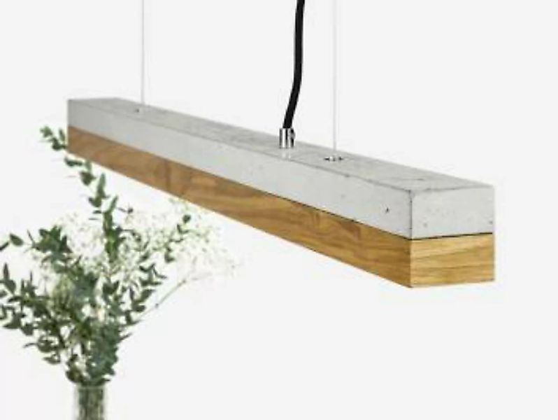 Premium LED Pendelleuchte Holz Beton Handarbeit günstig online kaufen