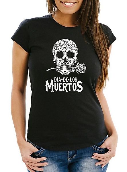 Neverless Print-Shirt Damen T-Shirt Sugar Skull günstig online kaufen