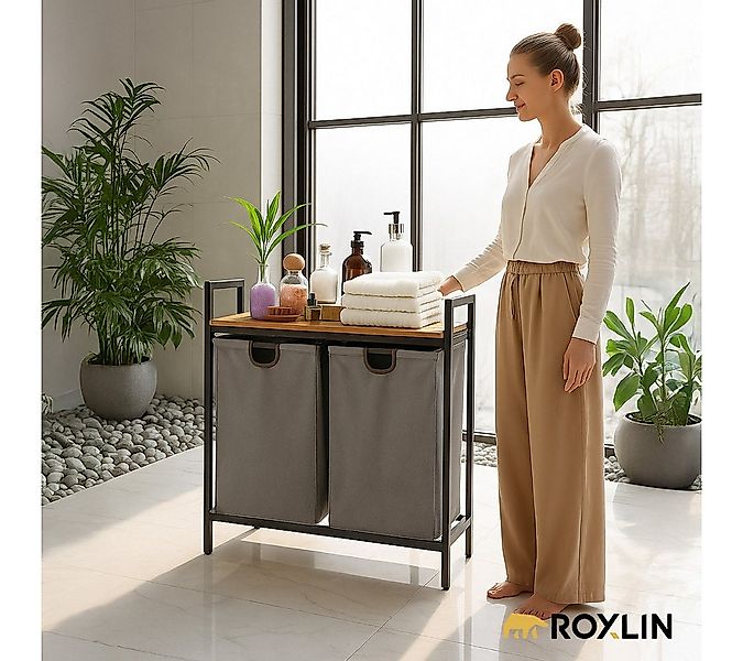 Roxlin Wäschekorb Wäschekorb mit 2/3 Fächern und Ablage Wäschesammler für B günstig online kaufen