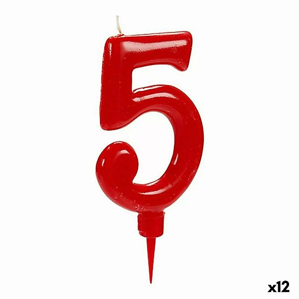 Kerze Rot Geburtstag Zahle 5 (12 Stück) günstig online kaufen