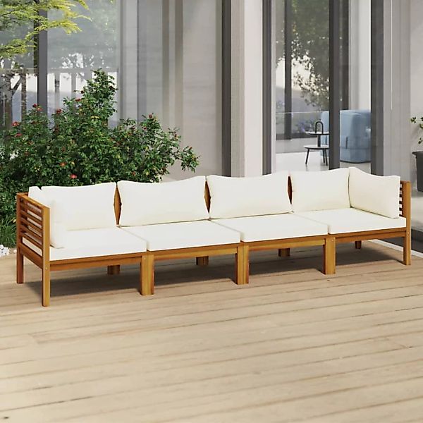 4-sitzer-gartensofa Mit Creme Kissen Massivholz Akazie günstig online kaufen