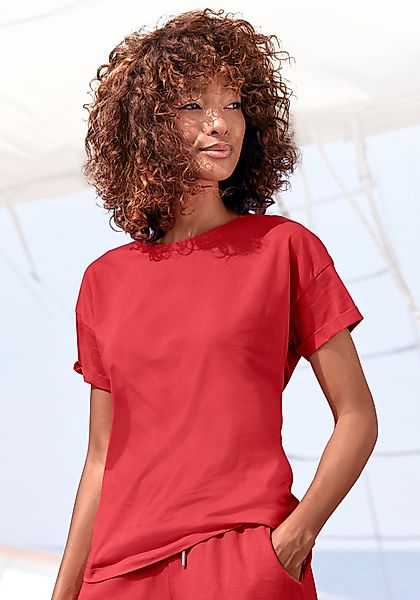H.I.S T-Shirt, mit Ärmelaufschlag, im maritimen Stil, Loungewear günstig online kaufen