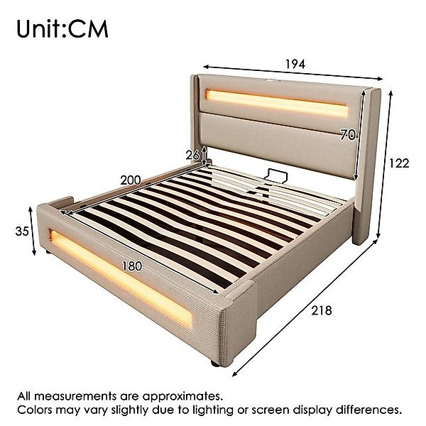 TavilaEcon Boxspringbett Modernes LED-Bett mit Ladestation und USB/Type-C-A günstig online kaufen