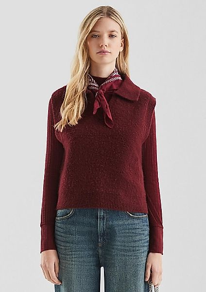 QS Kurzarmpullover Strickpullover Flauschiger Pullunder mit Polokragen günstig online kaufen