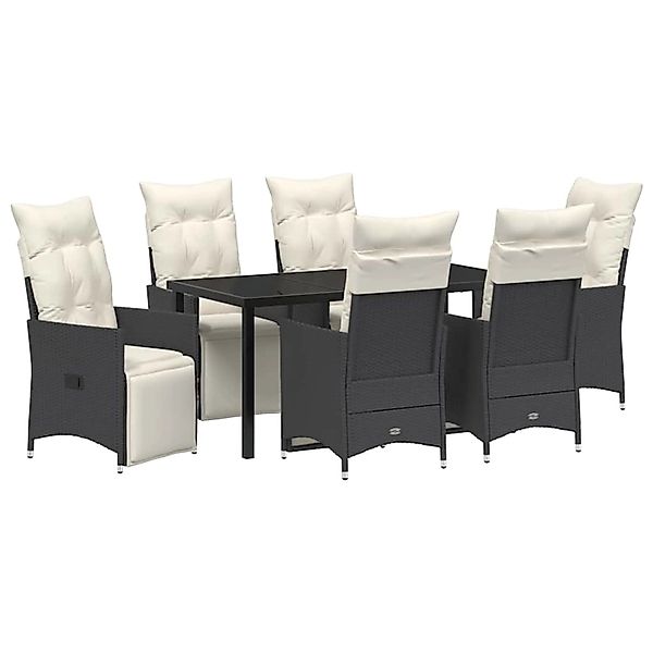 vidaXL Garten Essgruppe mit Kissen 7-Tlg Schwarz Poly Rattan 3379566 günstig online kaufen