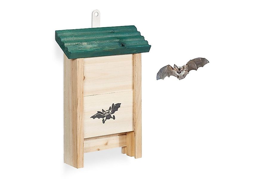 relaxdays Vogelhaus Fledermauskasten mit grünem Dach günstig online kaufen