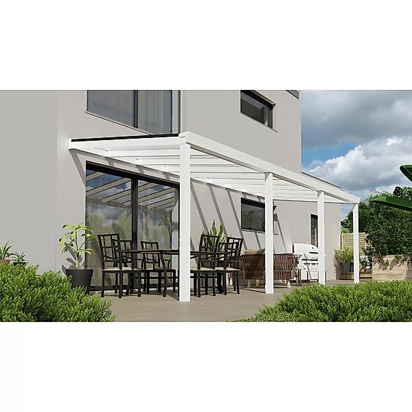 Terrassenüberdachung Basic 700 cm x 300 cm Weiß Glas günstig online kaufen