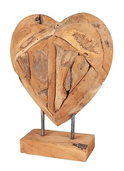 BURI Dekofigur Deko Teakherz 30cm Dekoherz Dekofigur Teakholz Herz Skulptur günstig online kaufen