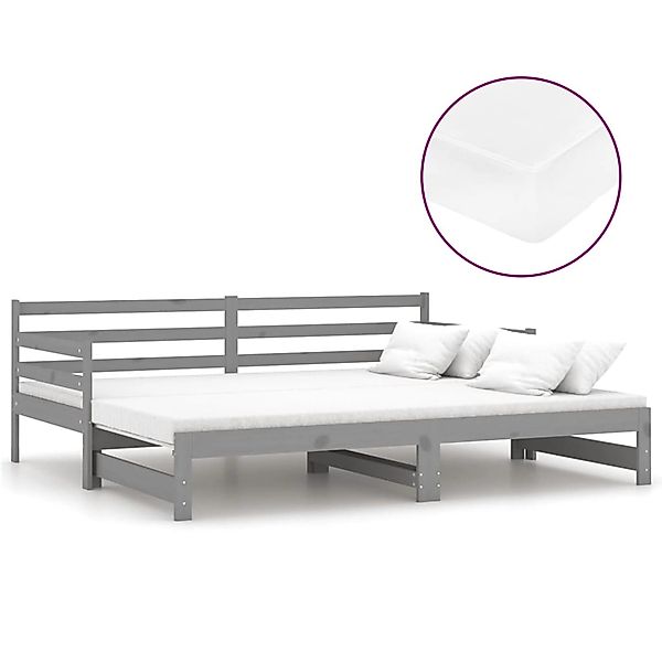 vidaXL Ausziehbares Tagesbett 2x(90x200) cm Grau Massivholz Kiefer Modell 7 günstig online kaufen