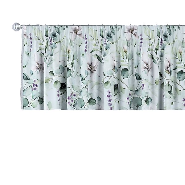 Kurzgardine mit Kräuselband, mintgrün-weiß, 130 x 40 cm, Flowers (143-66) günstig online kaufen