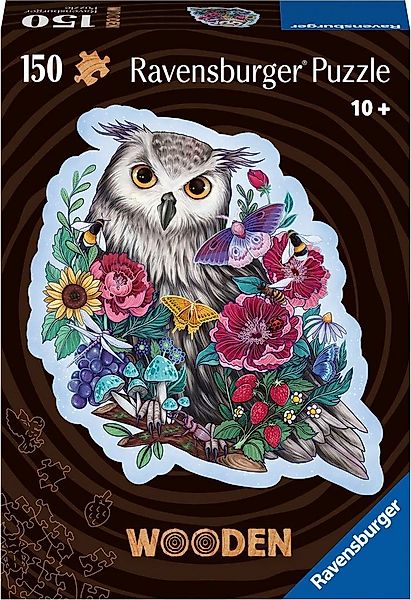 Ravensburger Puzzle Wooden, Geheimnisvolle Eule, 150 Puzzleteile, Made in E günstig online kaufen