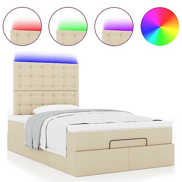 vidaXL Bett Ottoman-Bett mit Matratze & LEDs Creme 120x190 cm Stoff günstig online kaufen