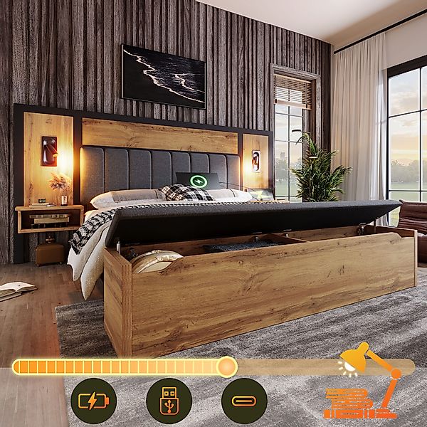 HAUSS SPOLE Massivholzbett 180×200 mit Leselampe günstig online kaufen