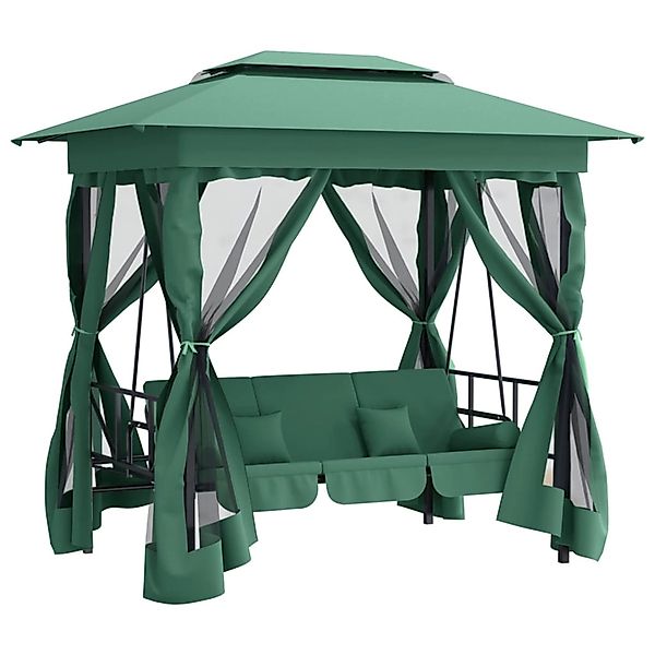 vidaXL Gartenpavillon mit Hollywoodschaukel Grün Stoff & Stahl 363327 günstig online kaufen