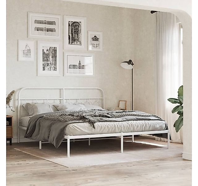furnicato Bettgestell mit Kopfteil Metall Weiß 180x200 cm günstig online kaufen