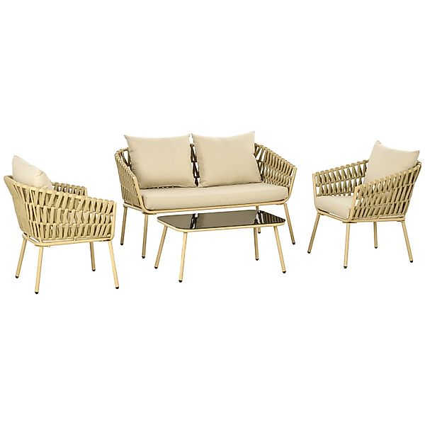 Outsunny 4 Tlg. Gartenmöbel-Set mit Kissen für Garten Terrasse günstig online kaufen