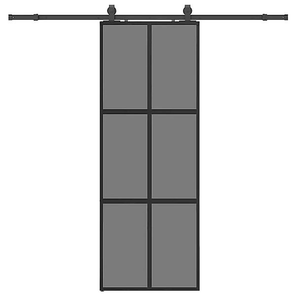 vidaXL Schiebetür mit Beschlag Schwarz 76x205 cm Hartglas 3375966 günstig online kaufen