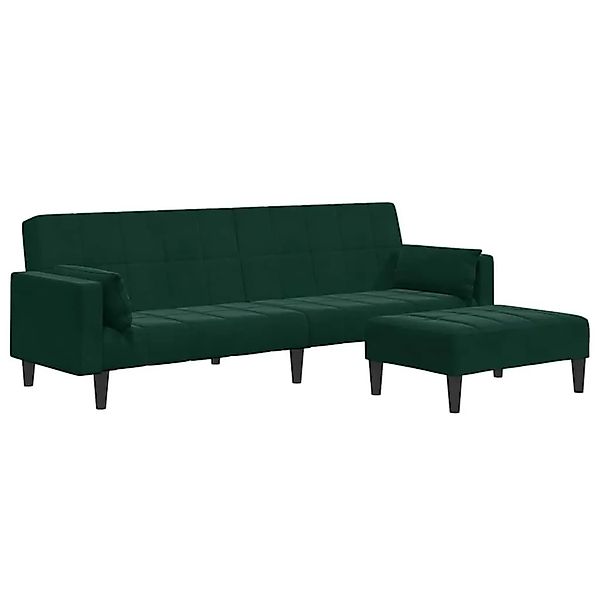 vidaXL Schlafsofa 2-Sitzer mit Fußhocker Dunkelgrün Samt 3258135 günstig online kaufen