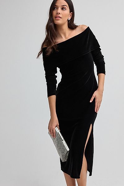 Next Samtkleid Schulterfreies Midikleid aus Samt günstig online kaufen