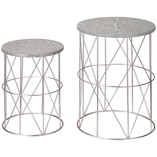 Outsunny 2er-Set Gartentisch Beistelltische Retro Couchtische mit Metallkor günstig online kaufen