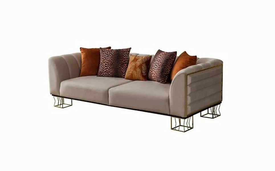 Xlmoebel 3-Sitzer Luxuriöses beige Wohnzimmer-Sofa, exklusiv, Dreisitzer, 1 günstig online kaufen