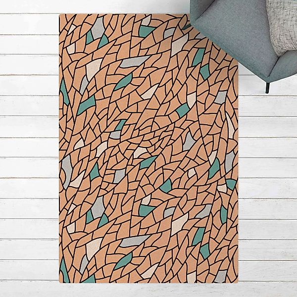 Kork-Teppich Mosaiklinien Muster Pastell günstig online kaufen