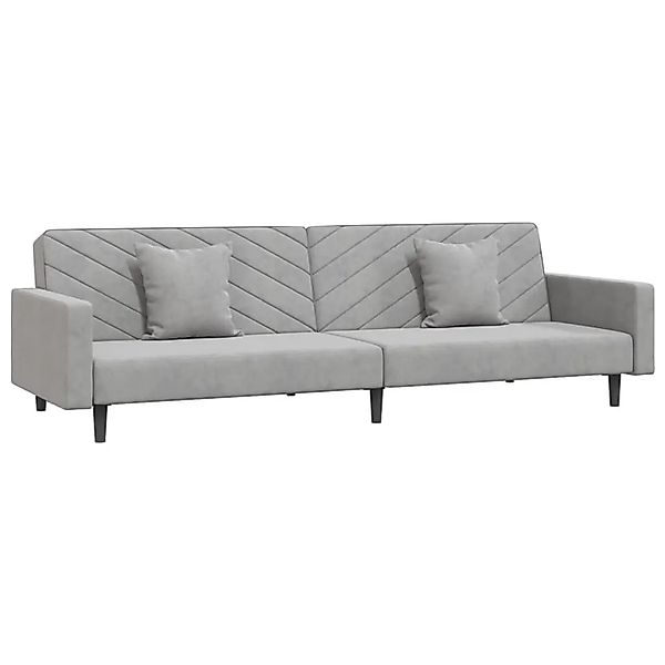 vidaXL Schlafsofa 2-Sitzer mit 2 Kissen Hellgrau Samt 375918 günstig online kaufen