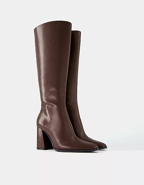 Bershka Stiefel Mit Breitem Absatz Damen 37 Granatrot günstig online kaufen