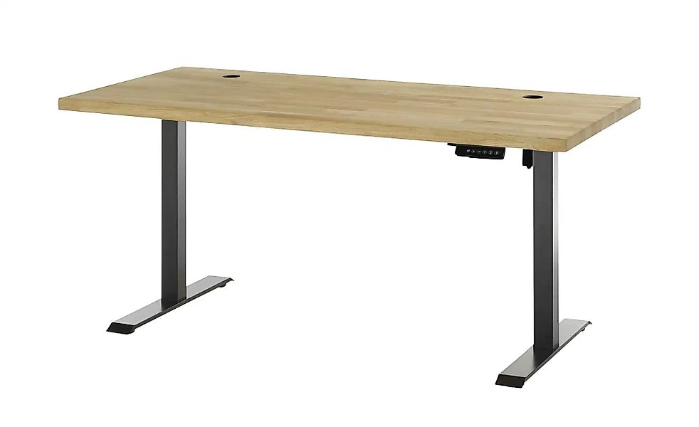 Schreibtisch TOULOUSE, Braun, Eichenholz, Schwarz, Metallgestell, B 160 cm günstig online kaufen