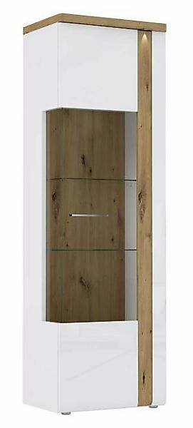 Vitrine 1-trg Tuluza von Forte Weiss / Artisan Eiche günstig online kaufen