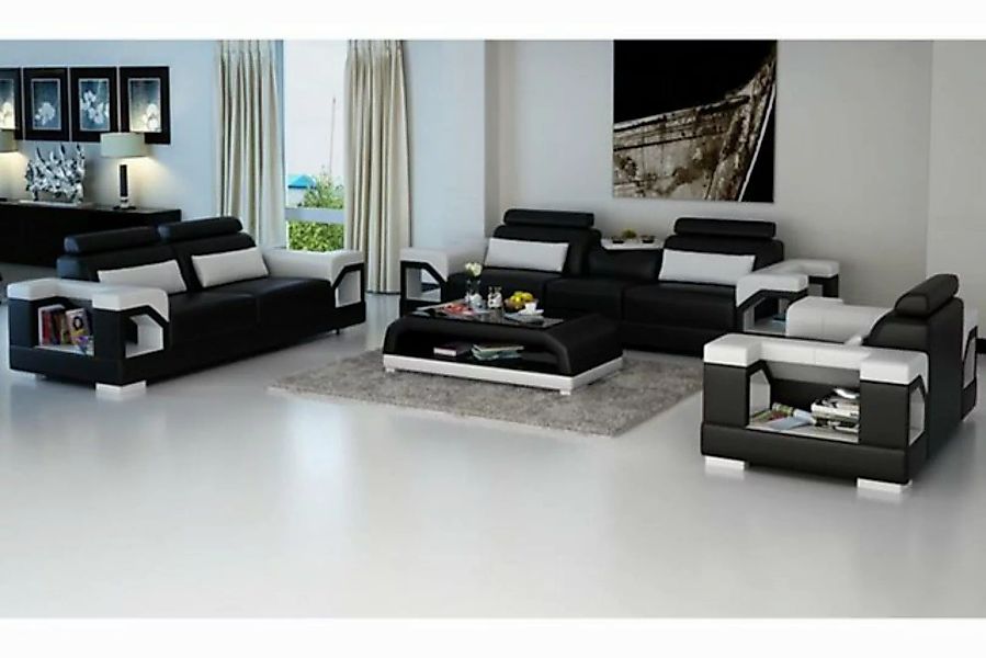 JVmoebel Sofa Moderne schwarz-weiße Sofagarnitur 3+1+1 luxus Möbel neu, Mad günstig online kaufen