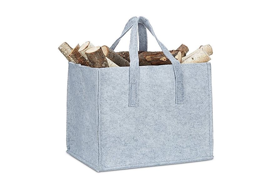 relaxdays Kaminholzkorb aus Filz, grau günstig online kaufen