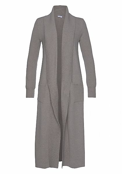 LASCANA Longstrickjacke mit Rippstrickdetails und Taschen, lässiger Strickm günstig online kaufen