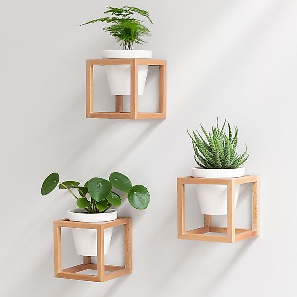 KAZAI. Blumentopf Wandvasen in massiver Buche günstig online kaufen