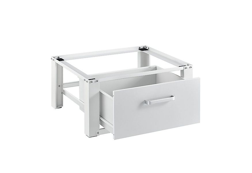 en.casa Unterschrank »Comfortixx« Waschmaschinen-Sockel mit Schublade Stahl günstig online kaufen