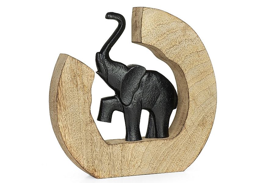 Moritz Skulptur Elefantenfigur schwarz auf Holz 24 x 3,5 x 23 cm günstig online kaufen