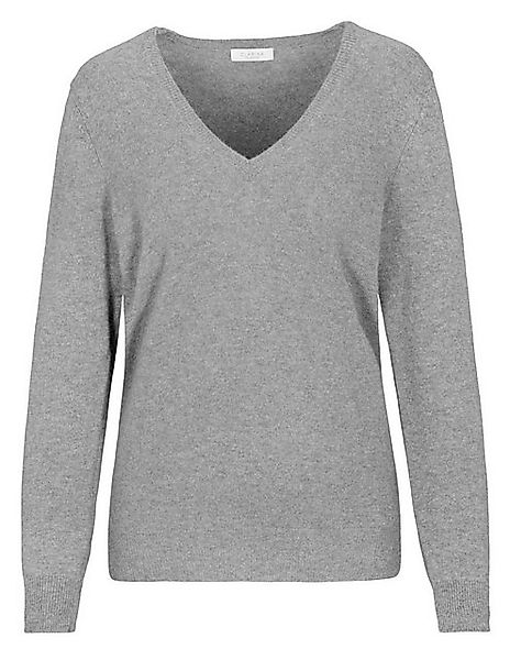 Clarina Strickpullover V-Pullover, 1/1 Arm, uni, 808 SILBER MEL. günstig online kaufen