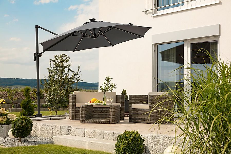 Schneider Ampelschirm Rhodos Ø 300 cm Anthrazit mit Dreh- & Neigungsfunktio günstig online kaufen