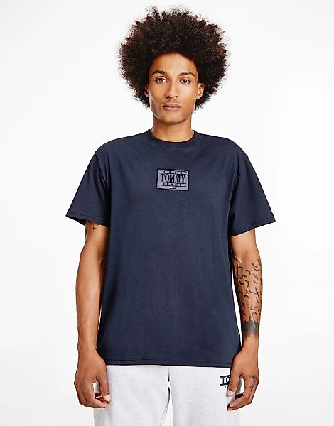Tommy Jeans – T-Shirt in Marine mit farblich abgestimmtem Box-Logo-Marinebl günstig online kaufen