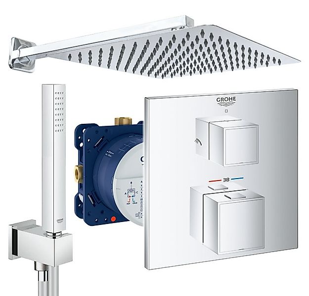 Grohe und Jowi Duscharmatur Grohtherm Cube Thermostat, Regendusche, Unterpu günstig online kaufen
