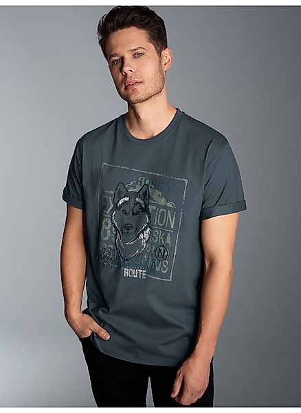 Trigema T-Shirt TRIGEMA T-Shirt mit großem Husky-Printmotiv (1-tlg) günstig online kaufen