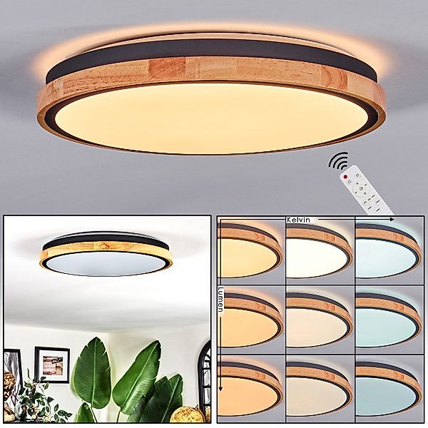hofstein Deckenleuchte Deckenlampe aus Metall/Holz/Kunststoff in günstig online kaufen