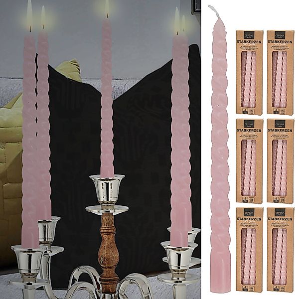 CEPEWA Spitzkerze Stabkerze 'Twisted' 24er Set günstig online kaufen